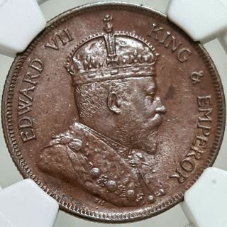 1908 Straits Settlement Silver 1 Cent - Ngc Ms 62bn