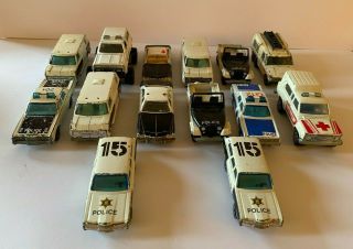 14x Vintage Emergency Service Police Vehicles Matchbox Majorette Corgi Lesney