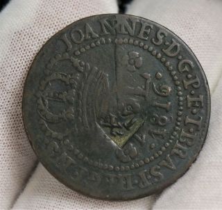 1816 Brazil 40 Reis Counter Stamp Coin