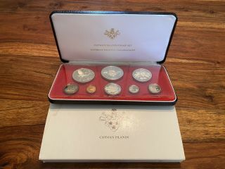 T2: 1974 Cayman Islands Proof Coin Set Of 8 (4 Sterling) Coins - No