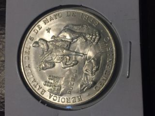 1962 Mexico Centenario.  900 Silver Puebla Medall Batalla 5 De Mayo Gem Bu