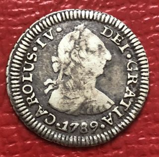 Santiago Chile 1789 Da 1/2 Real Silver Spanish Colony Very Lm