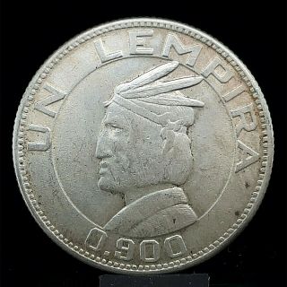 Honduras :1937 Un Lempira Lencas Leader - 0.  900 Silver Au/unc.  Coin - Km 75