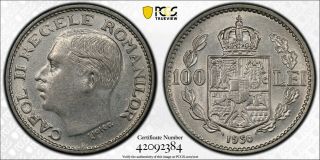 Pcgs Ms - 62 Romania 100 Lei 1936 (only 3 Graded Higher) Pop: 4/3