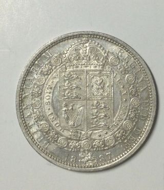 Great Britain 1887 Jubilee Head Victoria Half Crown Sharp Grade Coin