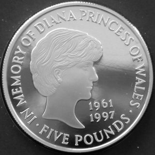 Great Britain 5£ Silver Proof 1999 Diana Commemorative Coin Km 997a