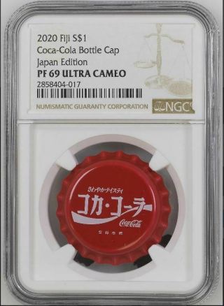 Fiji 2020 Ngc Pf 69 Ultra Cameo Silver Coca Cola Bottle Cap Japan Edition Dollar