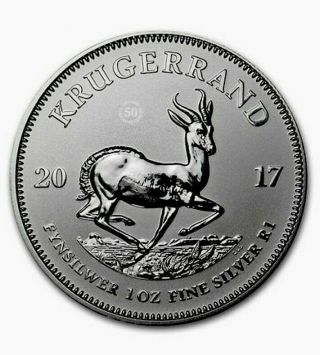 2017 South African 1oz Silver Krugerrand Premium Uncirculated Bu W/coa