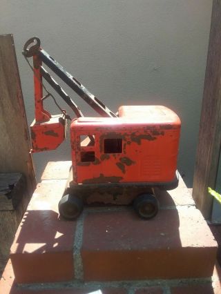 Vintage Marx? Orange & Black Steam Shovel Pressed Steel Toy