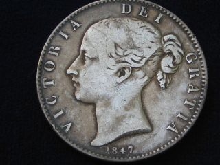 Great Britain Uk England 1847 Queen Victoria Crown F, .  925 Silver Toning
