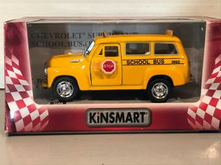 Kinsmart 1950 Chevrolet Us Suburban School Bus,  Die Cast,  Pull Back Action Boxed
