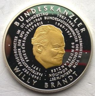 Togo 2006 German President - Willy Brandt 1000 Francs Silver Coin,  Proof