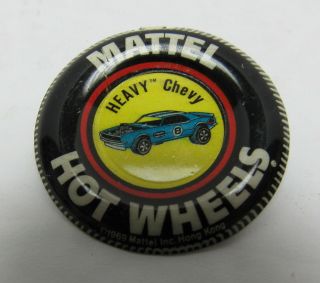 Vintage 1969 Mattel Inc.  Hot Wheels Heavy Chevy Tab Pin Button Badge