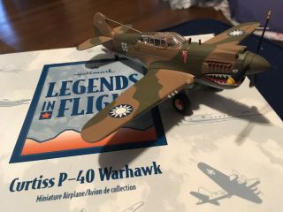 Hallmark Legends In Flight Curtiss P - 40 Warhawk Flying Tiger Diecast Warbird