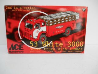 First Gear 1953 White 3000 Stake Truck With Lumber Ace Hardware 1/34 Scale