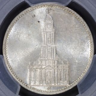 5 Mark 1935 - G Pcgs Ms62 Germany Third Reich Potsdam Church Silver Coin Cunc