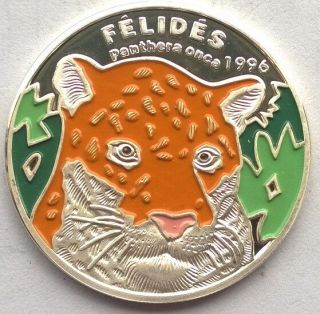 Congo 1996 Panther 1000 Francs Colour Silver Coin,  Proof