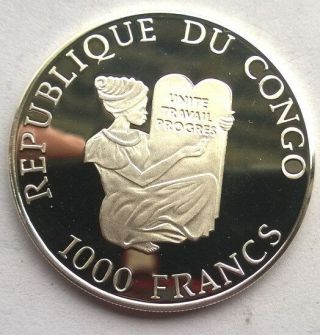 Congo 1996 Panther 1000 Francs Colour Silver Coin,  Proof 2