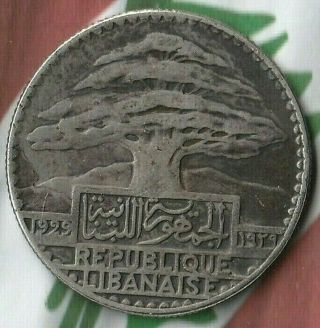 1929 Lebanon 50 Piastres - 68 Silver - Half Million Minted - Stunning Example