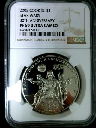 Ngc Pf69 Uc - Cook Islands 2005 Star War - 30th Anniversary $1 Almost Perfect Proof