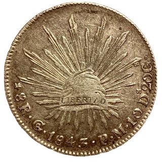 1843 Go Pm Mexico First Republic Guanajuato.  903 Silver 8 Reales