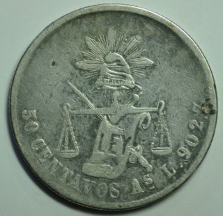 Mw16838 Mexico; Silver 50 Centavos 1884 - As L Alamos Km 407