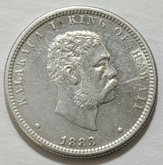 1883 Hawaii 25 Cents King Kalakaua 1 Silver Quarter Dollar