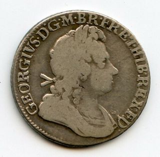 England 1723 - C - Ss King George I Shilling Scarce Coin.  S 3647.