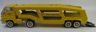 Vtg 2 Pc Tonka Pressed Steel Yellow Car Carrier & Car Transporter Lift & Ramp G