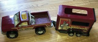 Vintage Nylint Red Metal Truck Quarter Horse Trailer Saddle Up Champion 80’s