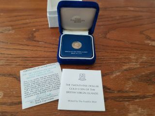 1983 Twenty - Five $25 Dollar Proof Gold Coin Of British Virgin Islands Franklin M
