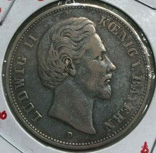 1876 D German States Bavaria 5 Mark - Big Silver