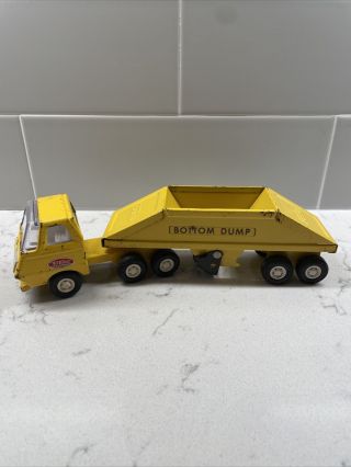 Vintage Tonka Toys Metal Truck Semi Cab Bottom Dump Trailer Set 1960 