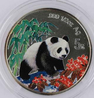1997 China 1/2 Oz 999 Silver Panda 5 Yuan Proof Colorized Coin Gem