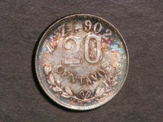 Mexico 1904zsz 20 Centavos Silver Au - Unc - Toning