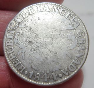 1844 (colombia) 2 Reales (silver) Republic Of Nueva Granada - Very Scarce - -