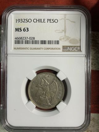 1932so Chile Peso Ngc Ms63