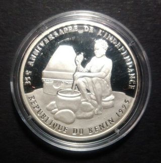 Benin 1000 Francs 1995 Silver Proof Km 13 Rare Mintage Only 2.  000