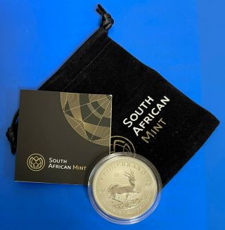 2017 1 Oz.  S.  Africa Silver Krugerrand With Pouch - Capsule & Coin