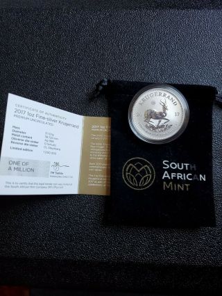 2017 1 Oz.  South Africa Silver Krugerrand Pouch - Capsule/coin Uncirculated