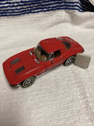 Franklin 1963 Red Chevy Corvette Sting Ray 1:24 ￼car - No Box Or Paperwork
