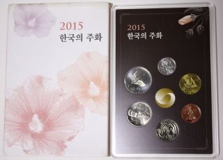 Korea 2015,  Set (1/5/10/50/100/500 Won) Crisp Unc