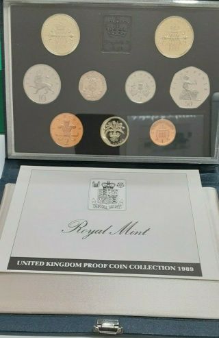 1989 Uk Commem Proof Set,  9 Gem Proof Coins,  Bill Of Rights,  With Case And
