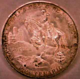 1962 Mexico Centenario.  900 Silver Puebla Medall Batalla 5 De Mayo,  Au,  L81