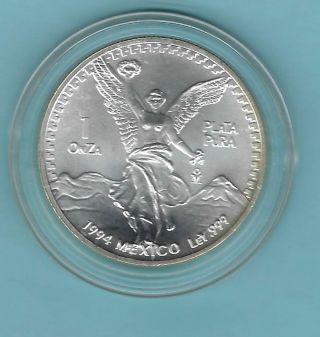 1994 Mexican Libertad 1 Oz.  999 Fine Silver Coin (am13)