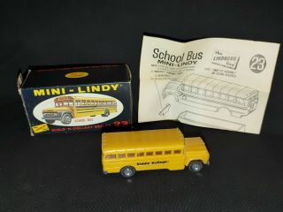 1968 Mini - Lindy 23 Yellow School Bus And Paperwork Lindberg Prod