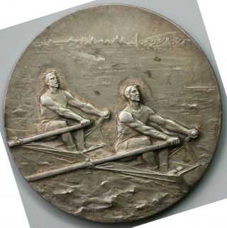 1921 France Rowing Medal Samois Country Club Huguenin Silver 40mm (21060704r)