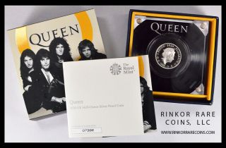 2020 Uk Royal Music Legends: Queen.  5oz Silver Proof Lmtd Ed.  Commem.  Coin