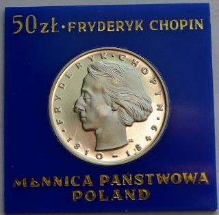 Poland 50 Zlotych,  1974,  Frederic Chopin,  Silver Coin