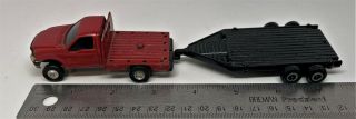 Ertl - Red Ford F - 350 Dually Flatbed Truck With Trailer - 1:64 Scale (loose)